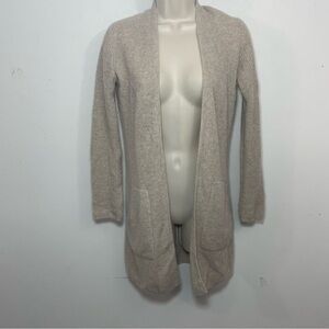 MINNIE ROSE Women's 100% Cashmere Open Cardigan Sweater Size X-Small Oatmeal.